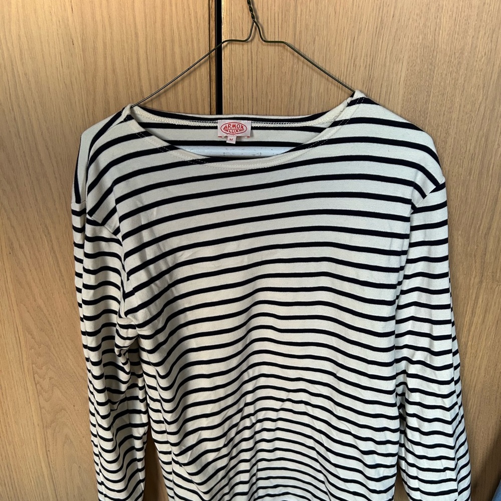 Armor Lux Men’s Black & White Striped Long-Sleeve Top